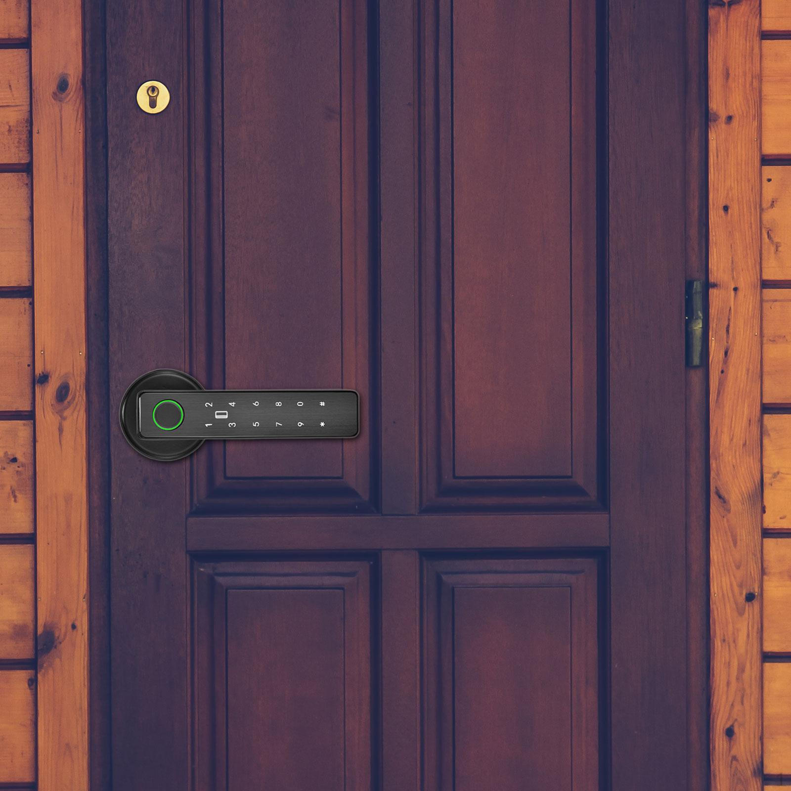 

Цифровая дверная ручка с доступом по ключу и распознаванием для дома, офиса чёрный