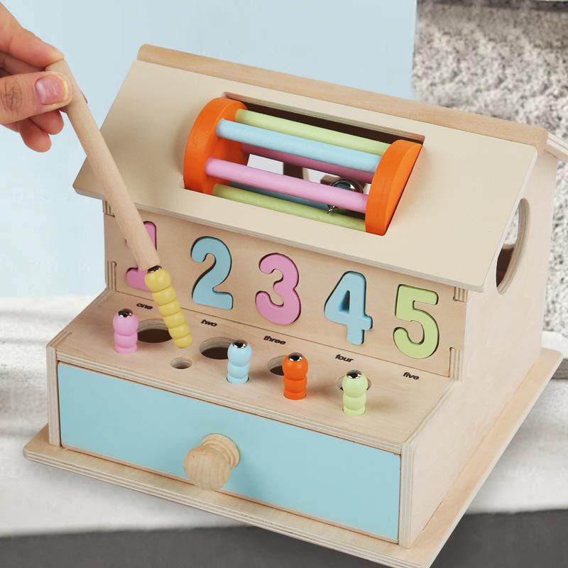 

Wooden early education coin box color matching pull radish teaching aids hand-eye coordination exercise toys