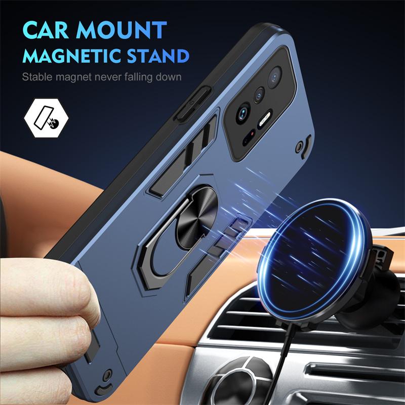 Luxury Shockproof Armor Case For Xiaomi 11T Mi 11 T Pro Magnetic Holder Ring Case For Xiaomi11T Pro Camera Protection Back Cover