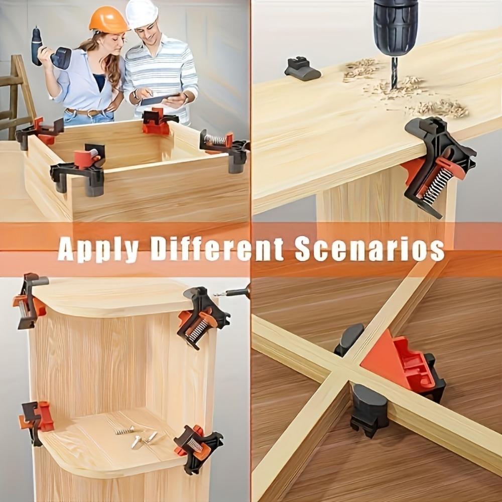 4PCS ABS Adjustable Angle Clip, 90 Degree Angle Clip,Photo Frame Clip Set, Woodworking and Restoration Tools, with T-Connection and Angle Connection