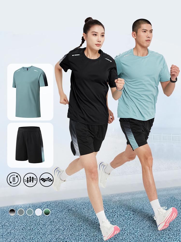 Gym Running Kits Male Basketball Uniform Suit Men Shorts Outdoor Morning Running Clothes Cycling Training Tight Fast Drying