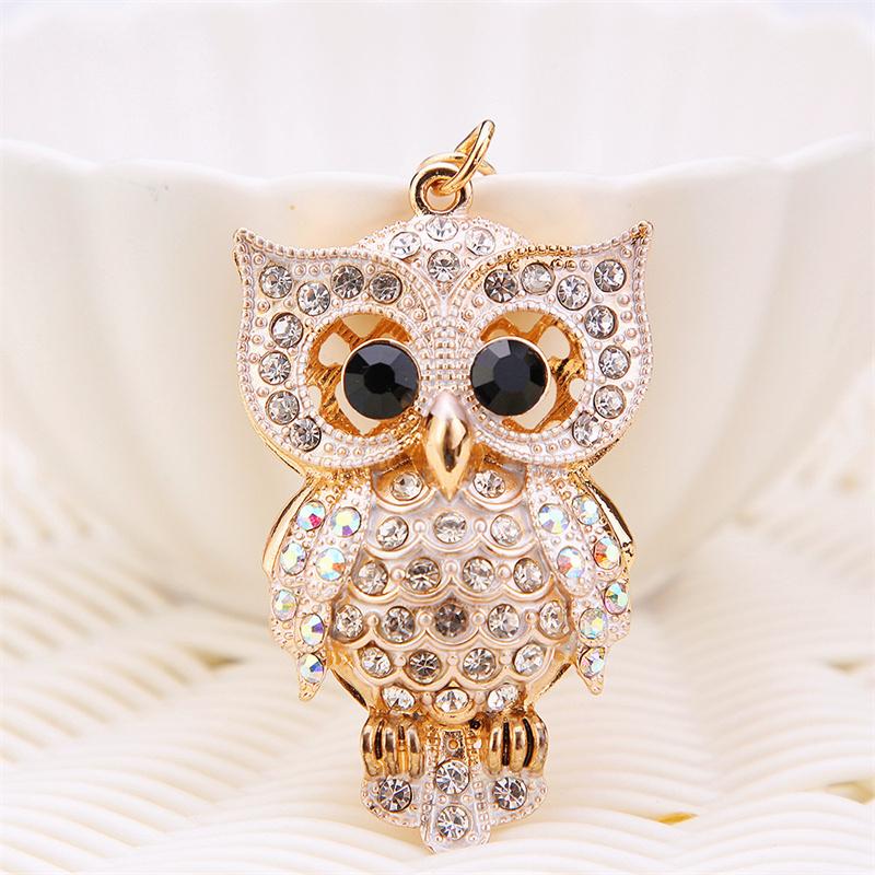 Cute Owl Crystal Rhinestones Crsytal Car Bag Keys Exquisite Pendant Cartoon Trendy Animal Key Chains Bag Charm