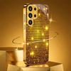 Goldenes Karomuster Glas Handyhülle für Samsung Galaxy S26 S25 S24 S23 S22 FE Ultra Plus Integriertes Glas Gold Exquisit