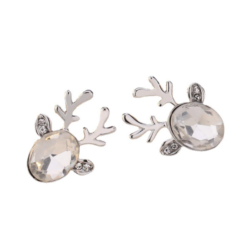 Fashionable Moose Stud Earrings with Glittering Antler Design for Women