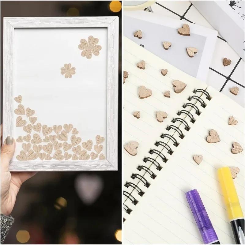 100PCS Wooden Hearts for Crafts Wooden Slices Wood Hearts Cutout Slices DIY Unfinished Wooden Ornaments Embellishments Craft
