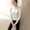 Women's Slimming Half High Neck Sweater: Stylish, Versatile Long Sleeve Knit Top for Autumn and Winter.