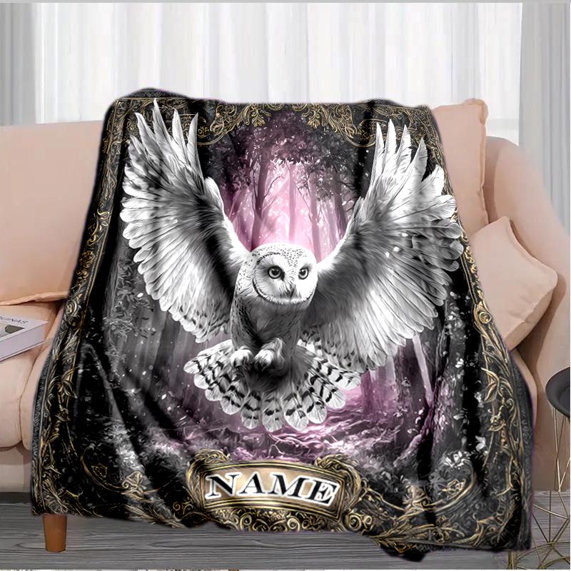 1PC Custom Name Eagle Forest Flannel blankets Patterns Throw Blanket All-Season Soft Gift for Couch, Bed, Camping gifts
