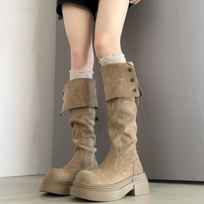Thick-soled Boots Women's 2025 New Autumn and Winter But Knee Suede Boots Women's Thin Tall Knight Boots