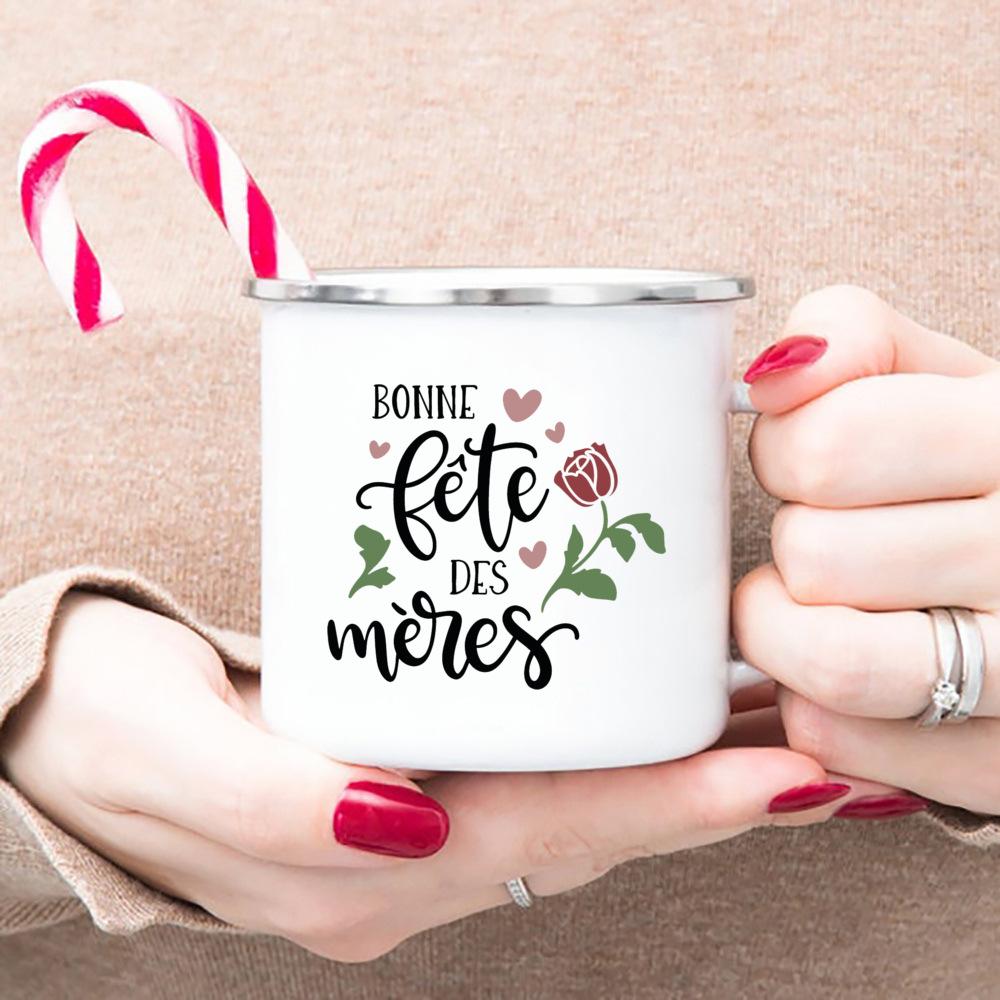 Creative Coffee Cups I Love You Mama Print Enamel Mug Camping Mugs Retro Handle Drinkware The Best Mother's Day Gifts for Women