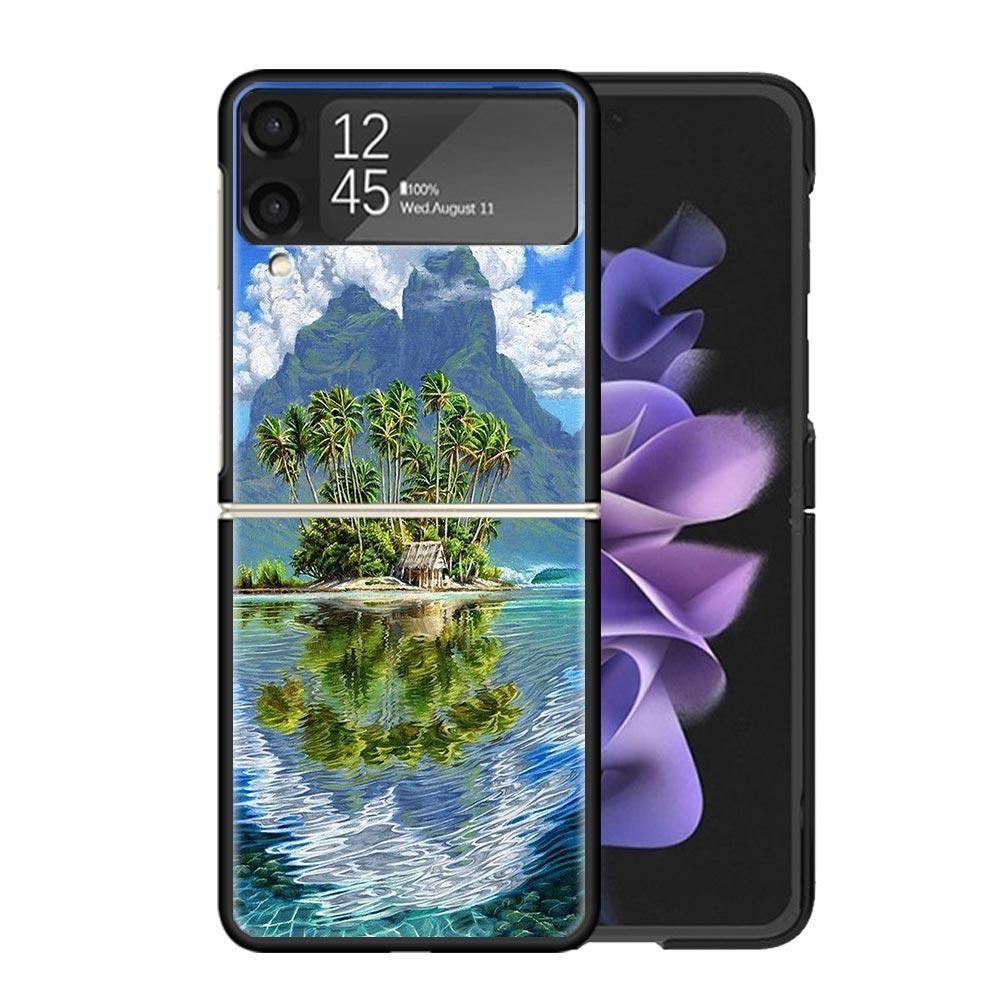 Sommer Strand Sonnenuntergang Meer Palme Klare Handyhülle Für Samsung Z Flip 7 6 5 4 3 Galaxy ZFlip7 ZFlip6 ZFlip5 ZFlip4 ZFlip3 5G Pri