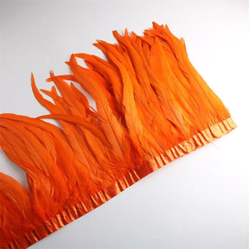 10Yard/lot Rooster Tail Feathers Trims for Needlework DIY Handicrafts 25-30cm Feather Fringes for Clothes Carnival Accessories