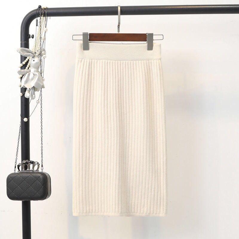 Jupe crayon en laine taille haute: Moulant, Amincissant, Mi-long avec Fente, Parfait pour l'Automne et l'Hiver.