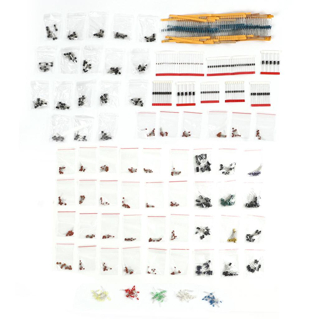 Electronic Components Kit Assortment 6 Values Resistor Electrolytic Capacitor LED Diodes