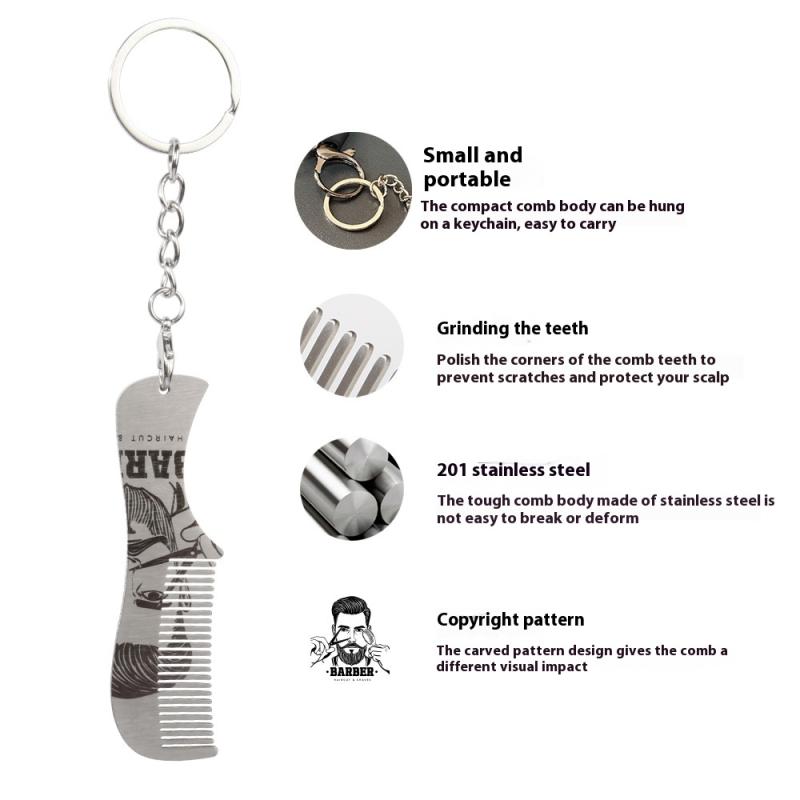 Stainless Steel Men'S Beard Comb Portable Mini Oil Head Comb For Barber Mustache Care Shaping Tools Pocket Size Hair Comb