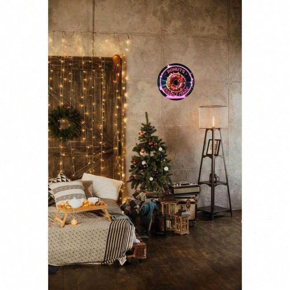 Enhome 8x8 Inch Round Donut Tin Sign Retro Metal Poster Kitchen Wall Art Decor Cafe Bar