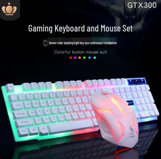 Li-Mage GTX300 White RGB Backlit USB Gaming Keyboard and Mouse Set