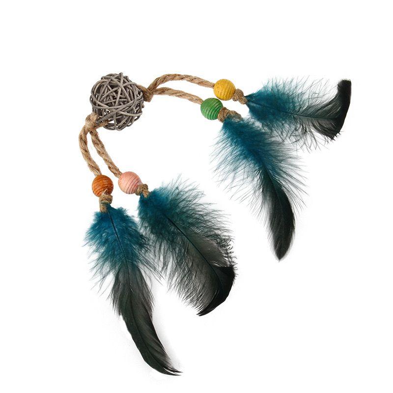 

Дорогой для кошачьей игрушки Gigwi Маленькая мышка Звук Птица Пчела Забавная кошка Облегчающая духоту Товары для питомцев Ослепительная добыча Blue Feather rattan ball