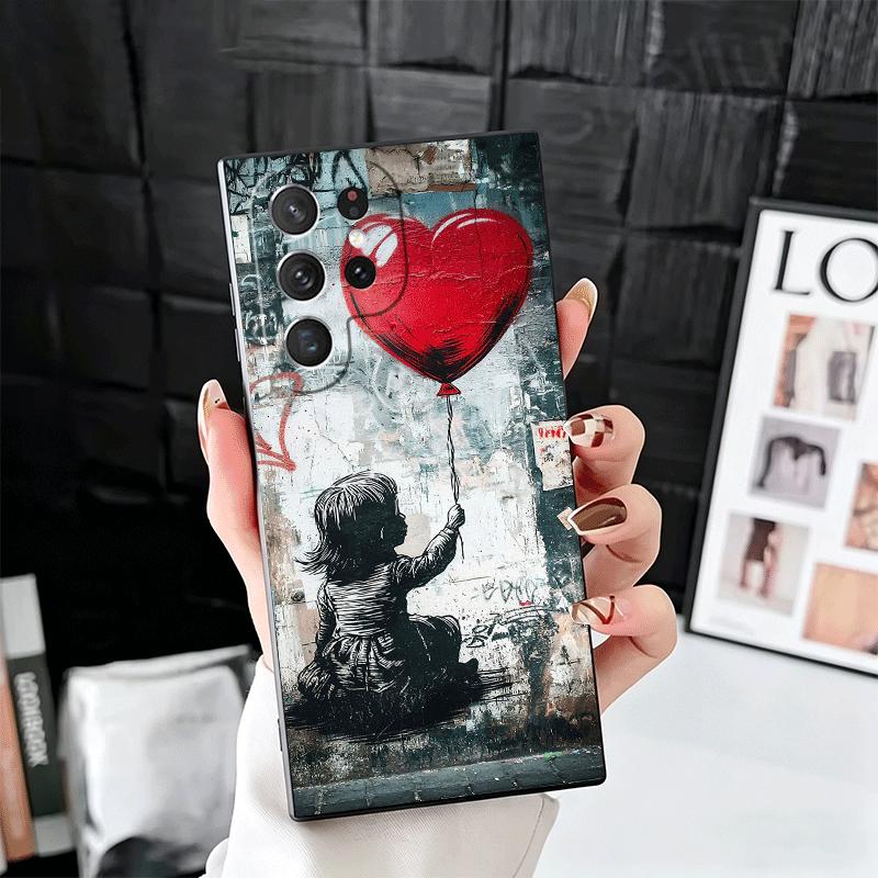 B-Banksy Art Graffiti Artist Soft Phone Case for Samsung Galaxy S26 S25 Edge S24 Ultra S23 Plus S22 S21 FE S20 Black Cover Back