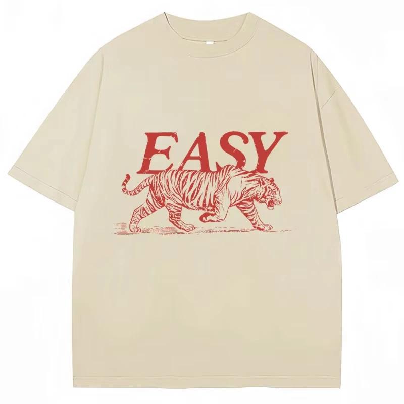 

Футболка с принтом тигра, брендовая летняя высококачественная мужская и женская футболка с коротким рукавом, модная индивидуальная футболка высокого качества XXXXL бежевый