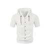 Men's Short Sleeve Hooded Shirt, Breathable Loose Fit Open Front Shirt, Casual Hooded Button Up Shirt for Men