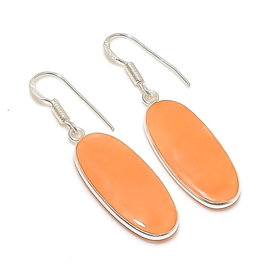 Natural Orange Aventurine 925 Sterling Silver Jewelry Earring 1.77  AE-12130