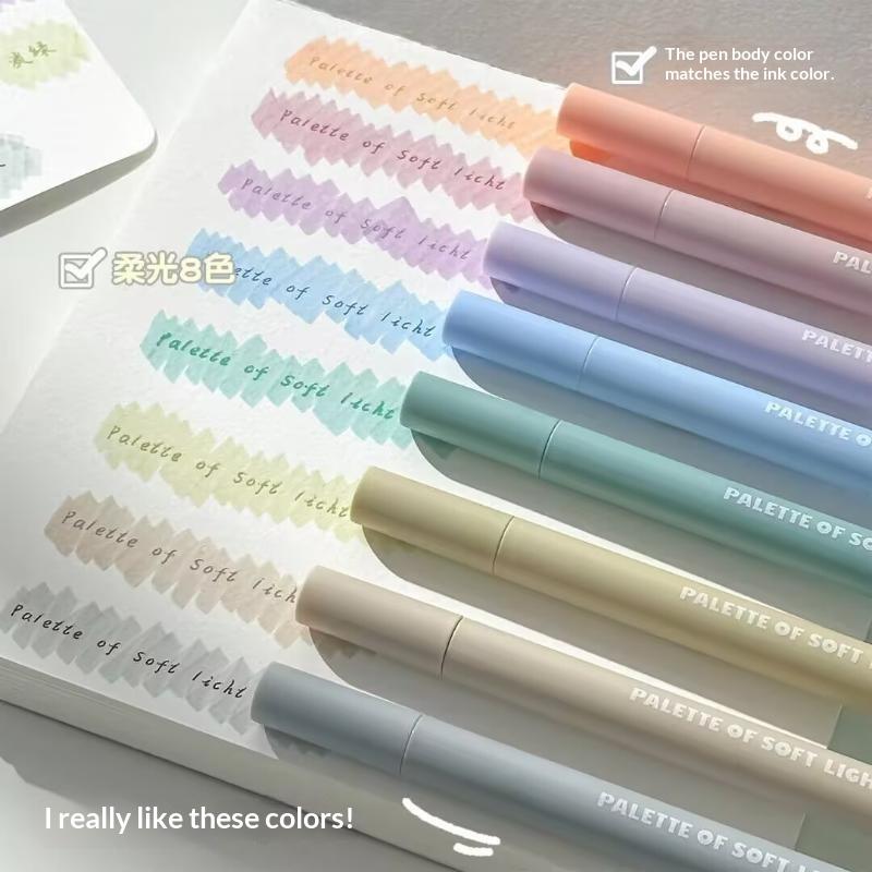 8Pcs Aesthetic Pastel Highlighters No Bleed Fast Dry Chisel Tip Morandi Colors For Study Journaling