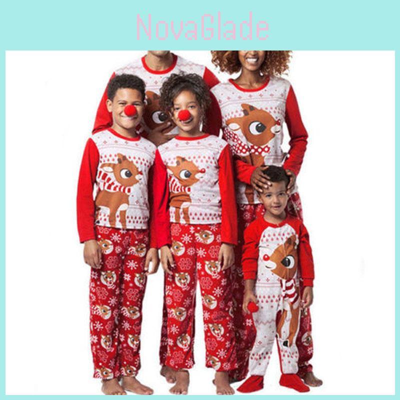 Luxurious Christmas Family Matching Clothes With Adorable Fox Design And Unisex Pajamas Set