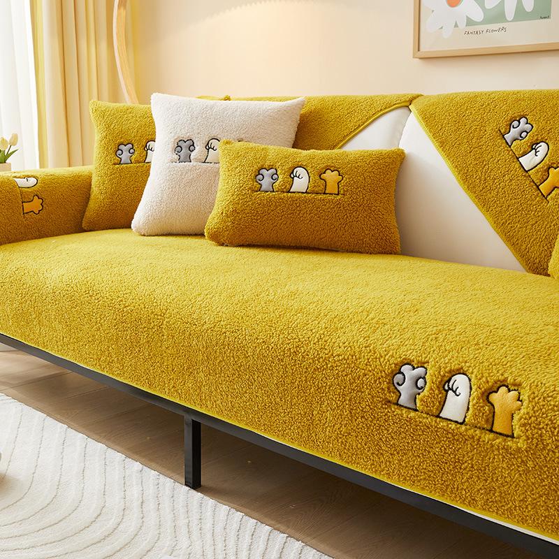 Winter Thickened Lambswool Sofa Cushions, Thickened Plush Cushions, New Sofa Covers