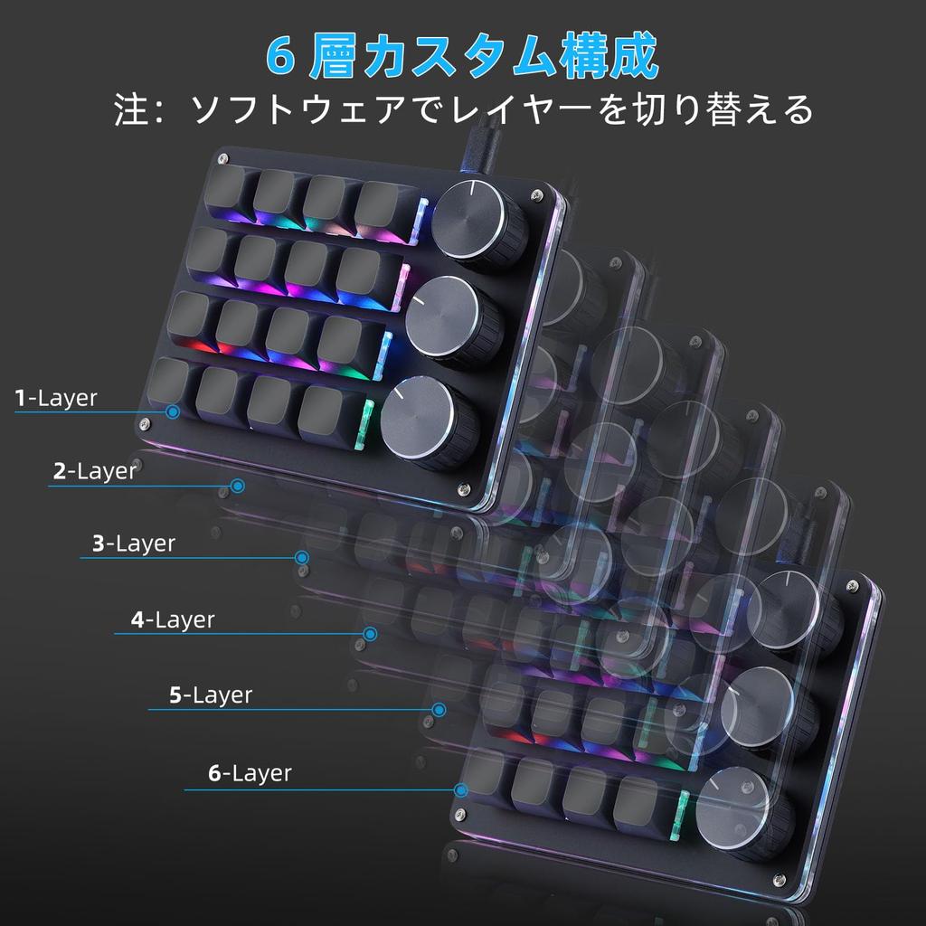 Koolertron Device Programmable Mechanical Gaming Keyboard with Macro Macro RGB Blue Windows Mac Suitable for Improves Work Efficiency 16 Left-Hand