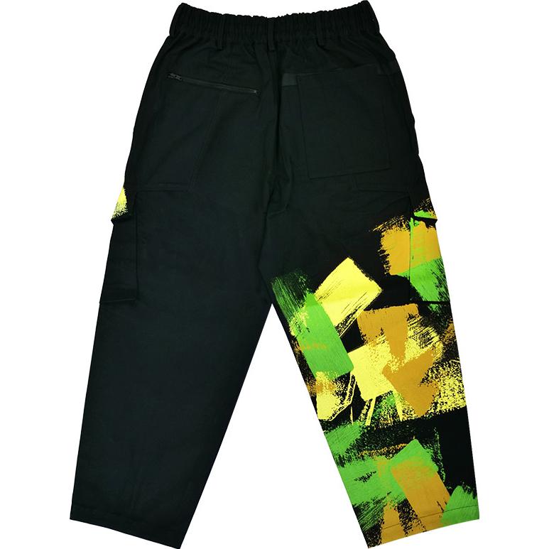 Y-3 Gfx Wrkwr Hip Hop Street Color Block Graffiti Print Casual Cargo Pants Unisex Cargo Pants Black IP7950