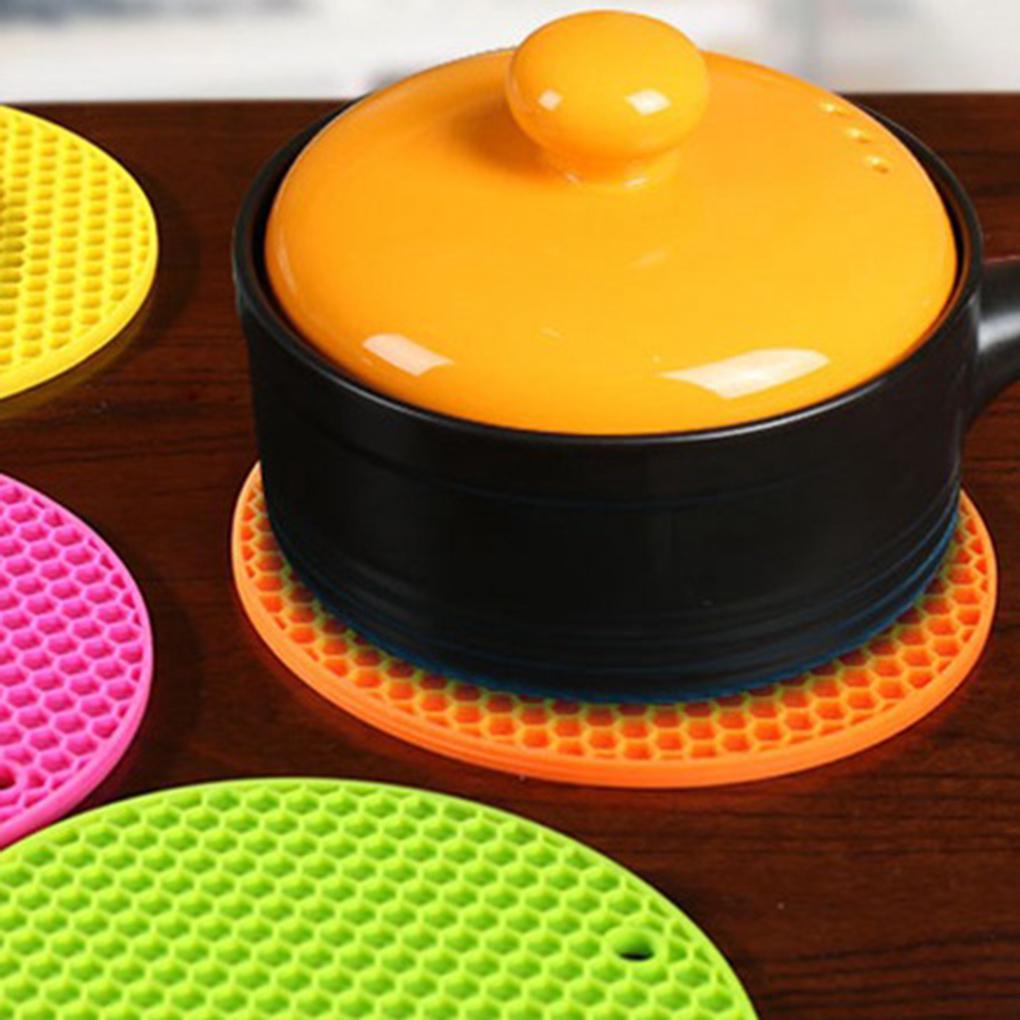 Round Silicone Heat Resistant Mat Non-Slip Coaster Placemat Saucepan Pot Holder