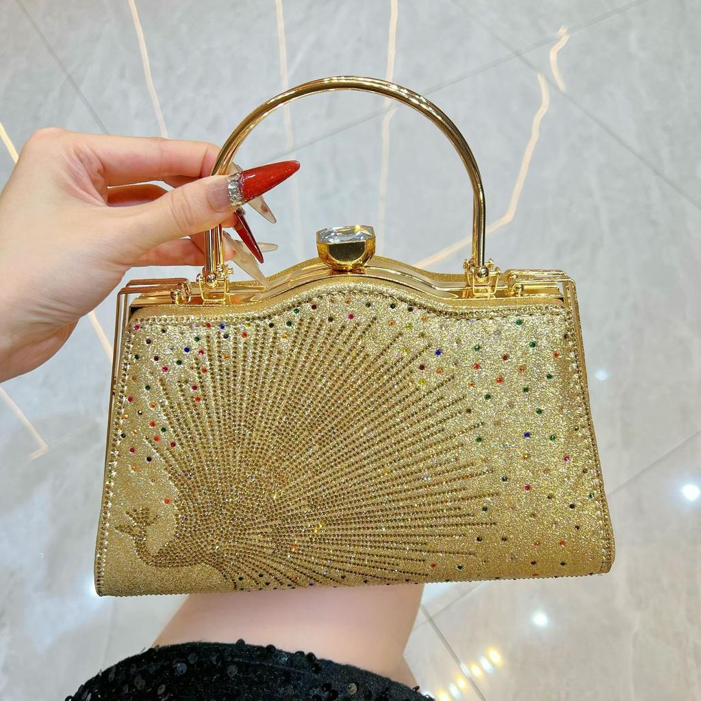 New Handbag Celebrity Fashion Diamond-encrusted Handbag Exquisite Dinner Bag Niche Versatile Messenger Shoulder Bag