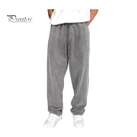 

Мужские спортивные брюки с широкими штанинами, эластичным поясом и завязками, однотонные спортивные штаны полной длины, свободные, с карманами, длинные брюки M серый