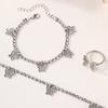 Jewelry Set Alloy Butterfly Pendant Necklace Diamond Bracelet Ring Female