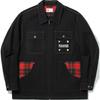 Li Ning X Pleasures Collaboration Skateboard Series Patchwork Letter Zipper Polo Long Sleeve Denim Jacket Men Jackets Black AFDUC69-2