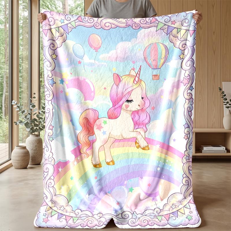 Unicorn Mermaid Cats Theme blanket Lightweight Warm Flannel Blanket Decorative Throw Blanket for Home Decoration