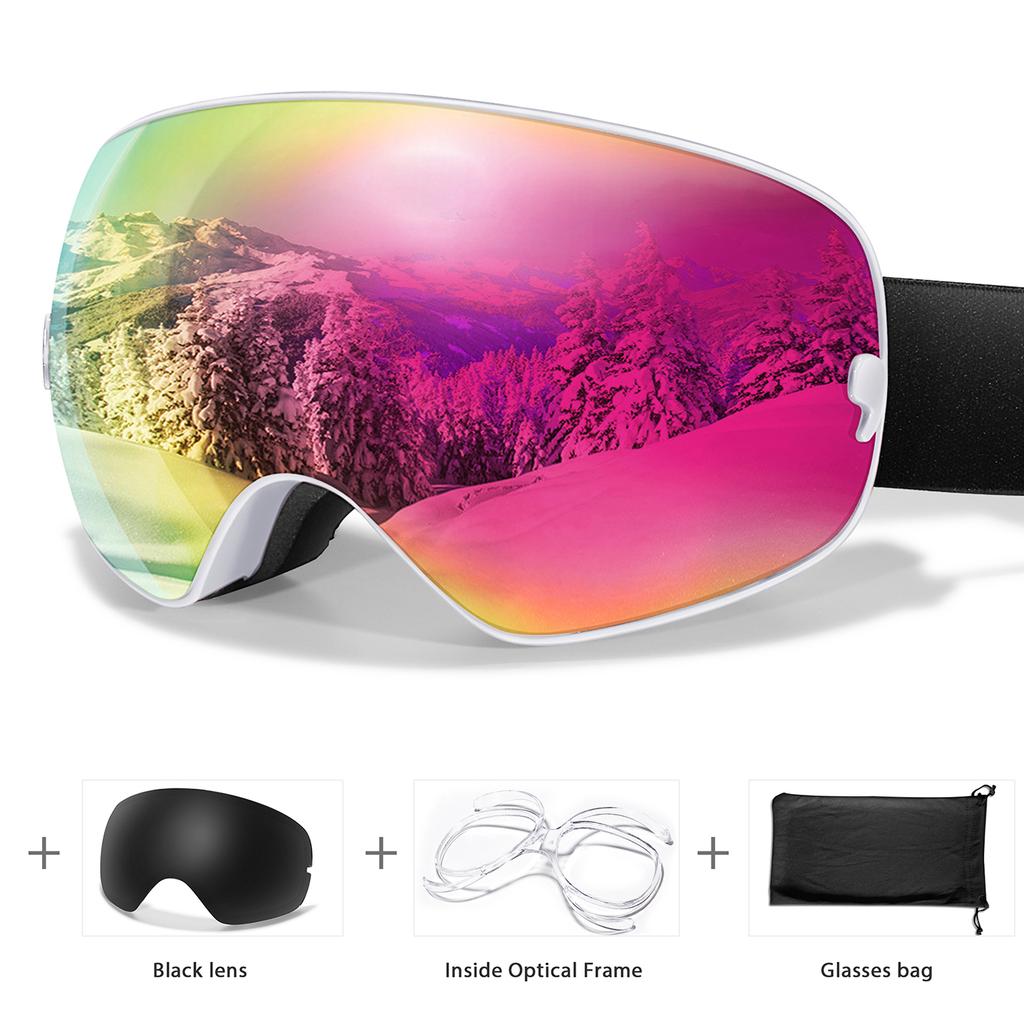 Men Women Outdoor Sports Ski Goggles Anti-fog Snowboarding Snowmobile Glasses UV400 Charngeable Lens Teen Charistmas Cycling