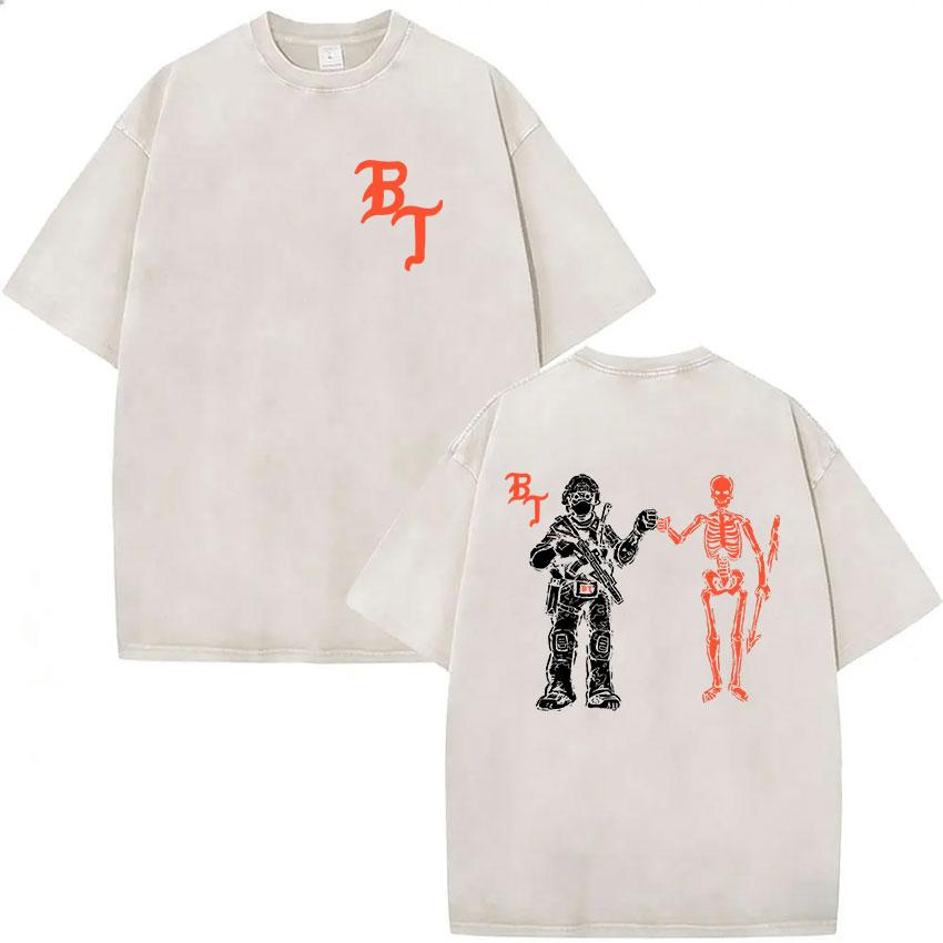 Forward Observations Group T-shirt Lavata Vintage Scheletro Uomo Gotico Oversize Girocollo Manica Corta T-shirt Y2k Streetwear
