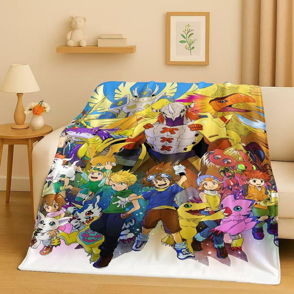 3D Cartoon Digimon Adventure Angemon Flannel Blanket,Soft Warm Plush Throw For Home Bedroom Bed Sofa Cover Picnic Office Kids