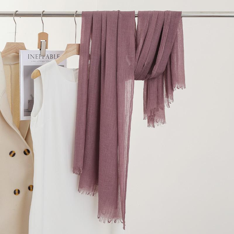 Monochrome Thin Scarf Women'S Sunscreen Shawl Solid Color Simple Imitation Cotton And Linen Silk Scarf High-End Yarn