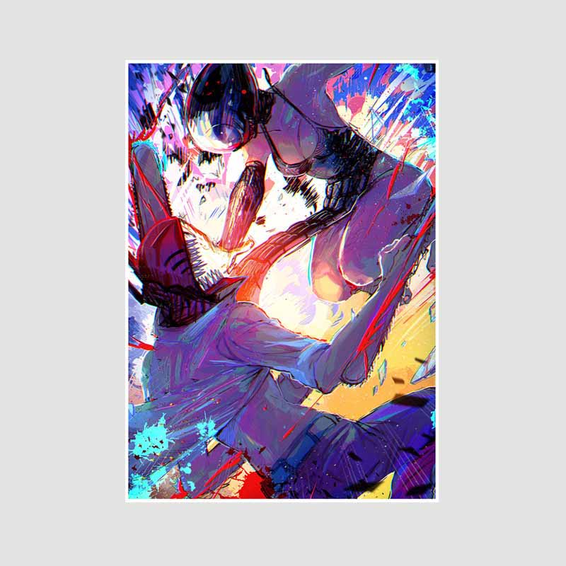 

Японське аніме Chainsaw Man Poster Естетичні ретро білі паперові постери Настінні принти Домашній декор Вітальня Бар Оформлення Художній живопис Подарунки 42x30cm