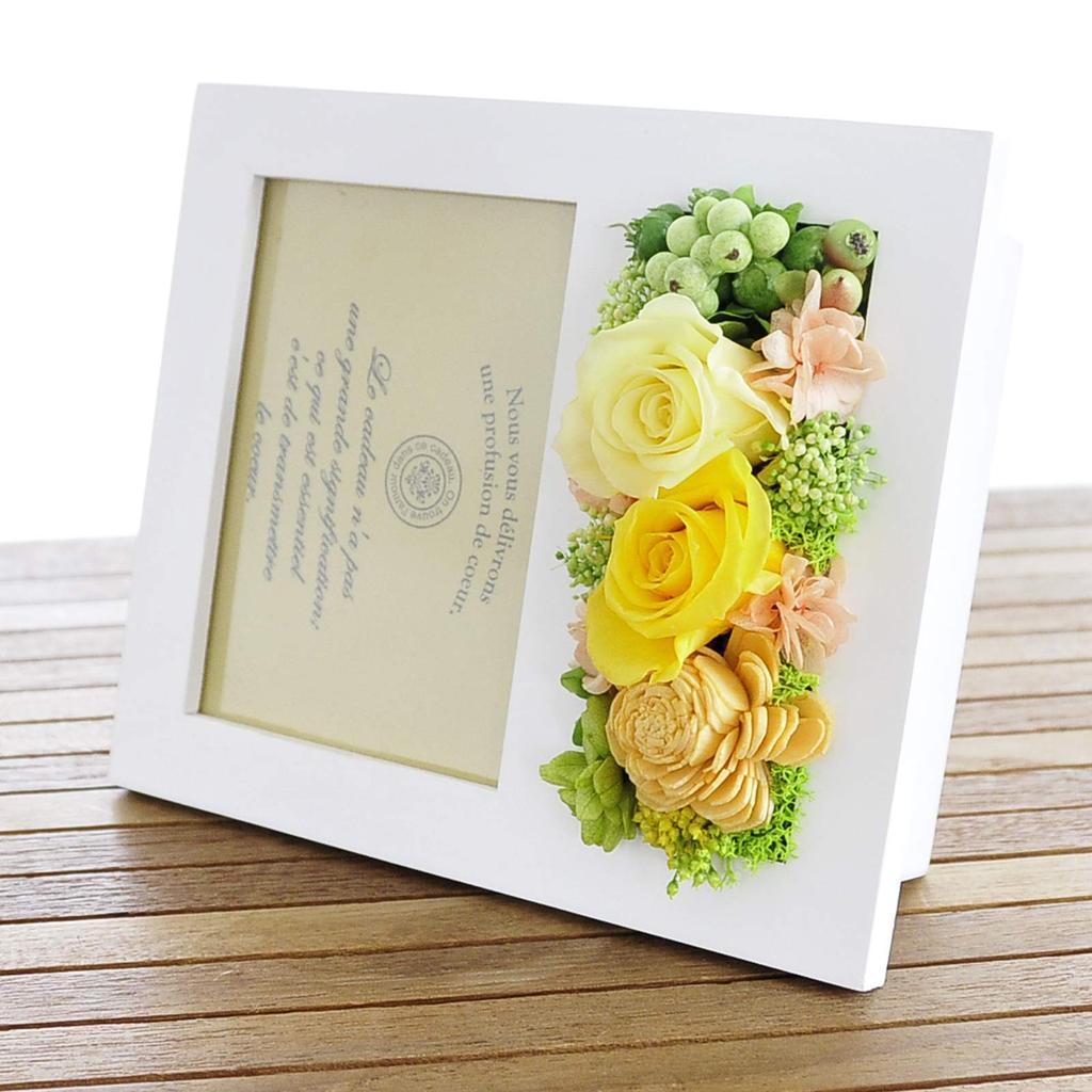 Parfait Campagne Preserved Flower Photo Frame, Yellow, Large, in a Gift Box