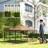 Metal and Oxford Fabric Dog Playpen with Bowl Door, 211x211x151 cm, Black and Brown