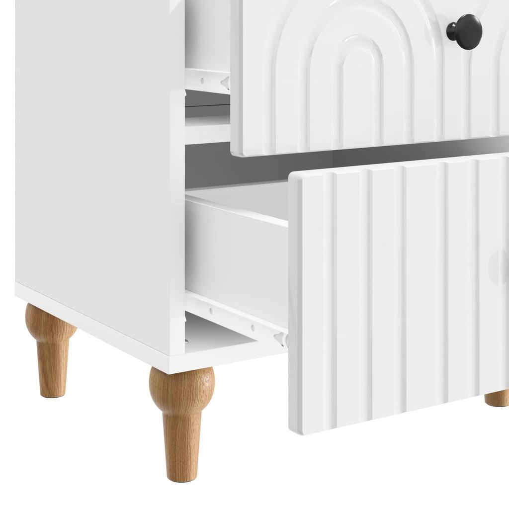 Nightstand High Gloss White 43 x 34.5 x 48 cm Particleboard