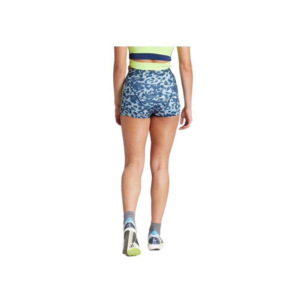 Adidas Striped High-Waisted Elastic Waist Sports Shorts Women Shorts Blue IT5775