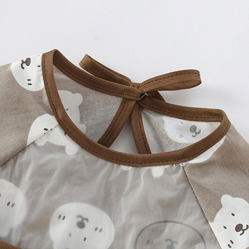 Spill Proof Short Sleeve Infant Bib with Adjustable Straps Easy Cleaning Smock For Eating Painting Outdoor Activity