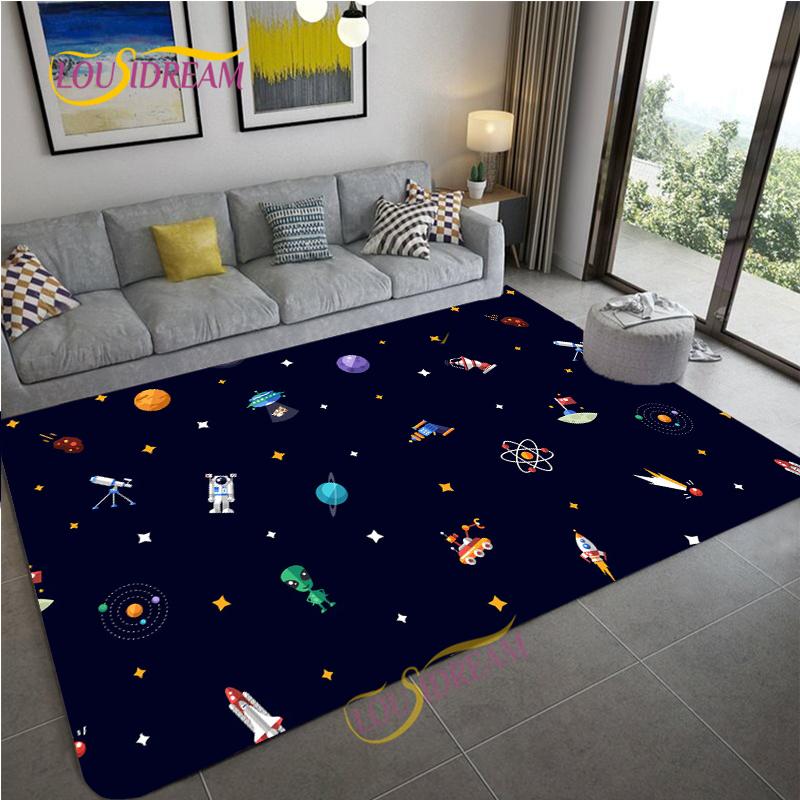 Cartoon Space Universe Planet Carpet for Living Room Bedroom Sofa Area Rug Kitchen Door Un-slip Floor Mat Alfombra Birthday gift