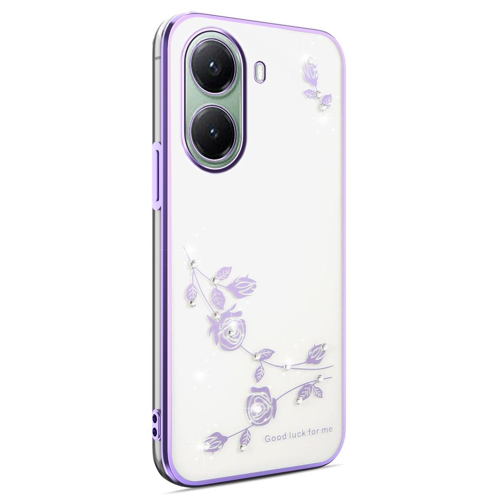 KADEM For Xiaomi Poco X7 Pro 5G Case Flower Rhinestone Decor Electroplating TPU Phone Cover