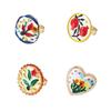 New Ethnic Style Colorful Drip Oil Flower Open Rings for Women Exquisite Metal Geometric Temperament Party Jewelry Accessories