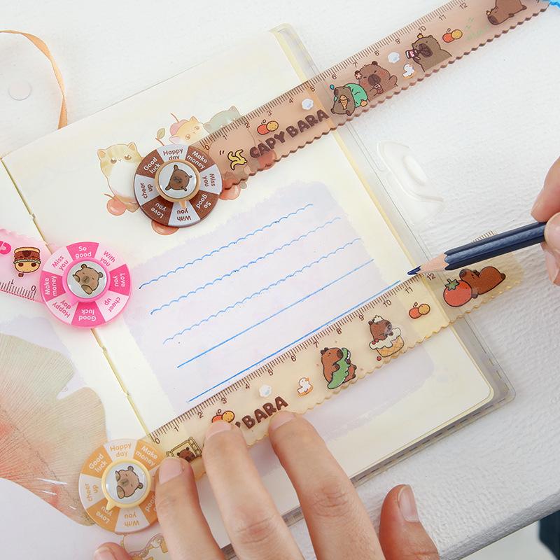 1Pcs Cartoon Capybara Cute Animal Plastic Straight Rulers Stationery Supplies Accessories Student Prize Children'S Day Gift